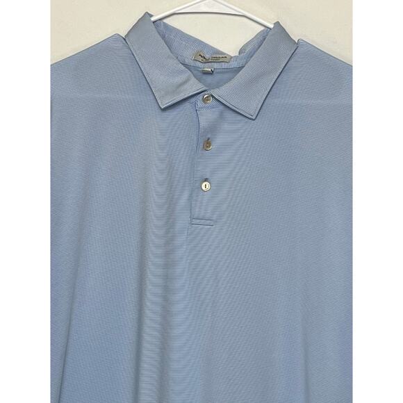 Peter Millar Men’s 2XL Blue White Striped Summer Comfort Polo Golf Shirt Stretch - Picture 8 of 8